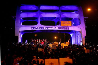 Members Of The Cast From Movie Selma March Over Edmund Pettus Bridge